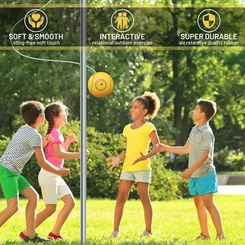 Revive Wonder Tetherball w/360° Swivel Hook | Classic Soft Tetherball for Kids Adults Dogs | Tetherball Set with Tetherball Ball and Rope and Hook | Nostalgic Tether Ball Playground Outdoor Equipment 2