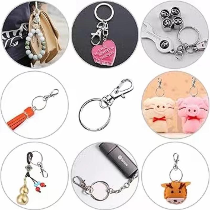 100Pcs Swivel Lobster Clasps & Key Ring   Hoops with Plastic Box,50Pcs Metal Clips and 50Pcs Keyring Key Chain Hooks with Split Rings for Jewellery Making Hanging Crafts, Silver 5