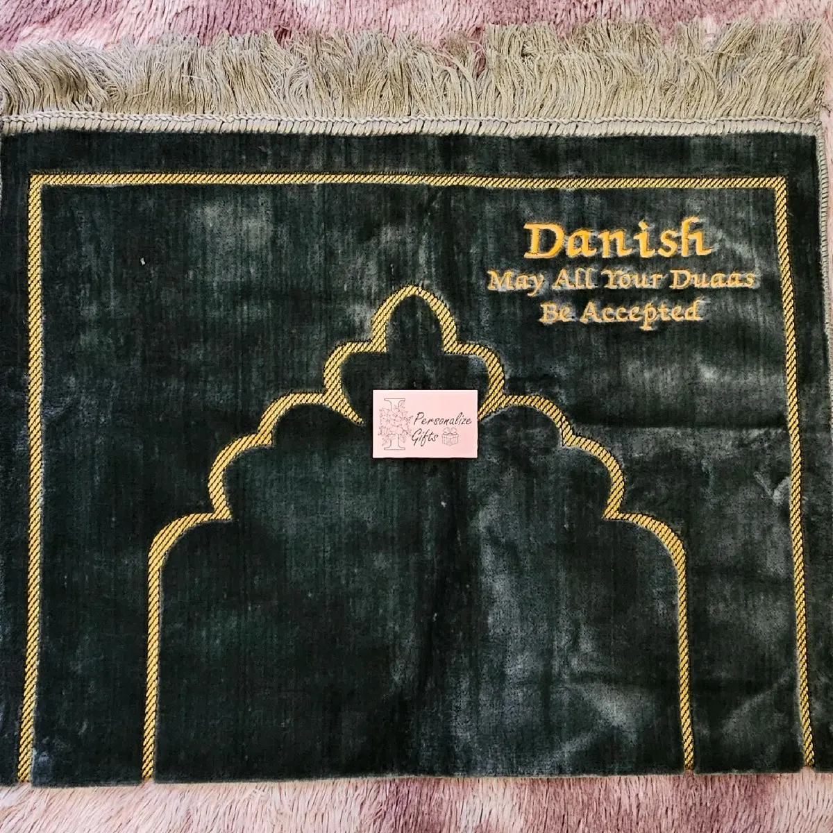 Personalised kids or adults prayer mats for adults or children kids matching mum and daughter dad son family Eid gift embroidered with name black grey turkish mat salah janamaz mussala masjid islamic custom made small large