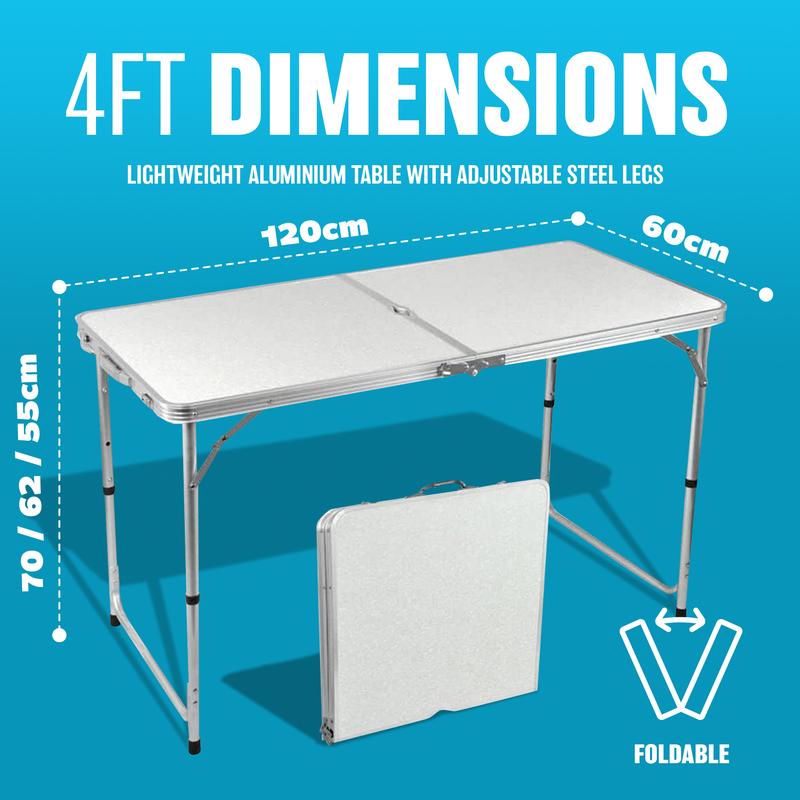 4Ft/6Ft Heavy Duty Folding Table - Portable Aluminium Camping Garden Party Catering Feet | Catering Camping Trestle Picnic Bbq Party Patio Dining Tables | Strong Quality 3