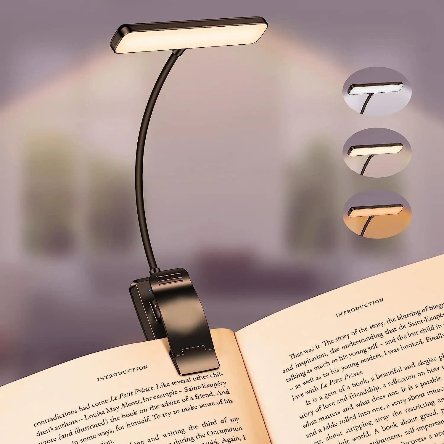 19 LED Book Reading Light, Book Light Lamp for Reading at Night with Memory Function, 3 Mode Eye-Protecting Modes -Stepless Dimming, Flexible Book Light for Bed,Tablet Long Battery Life, 360°
