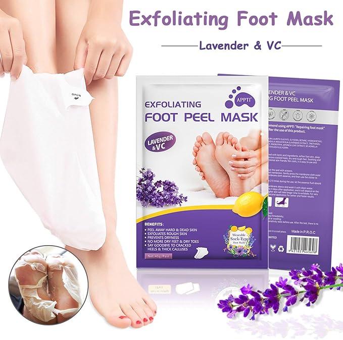 Foot Peel Mask 2 Pack, Foot Mask Callus Remover - Repair Heels & Removes Dry Dead Skin for Baby Soft Feet - Exfoliating Foot Peeling Mask for Hard Skin - Peeling 4