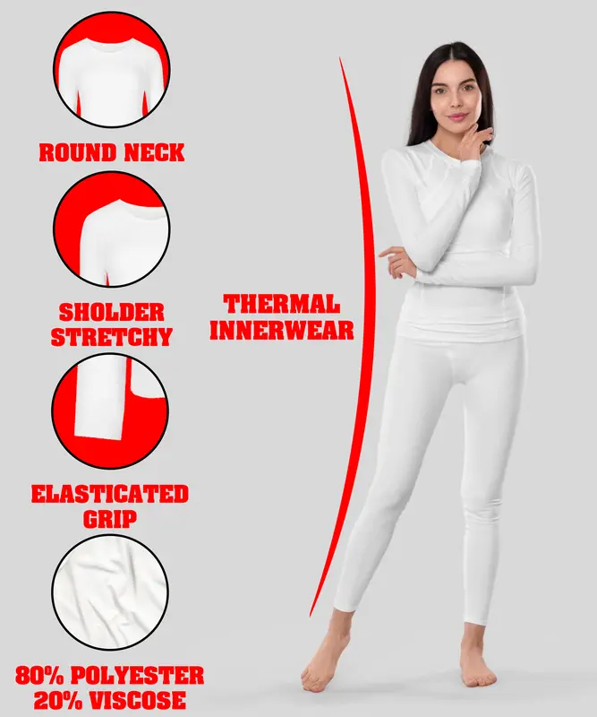 2 Pack Women's Thermal Underwear Set with Short/Long Sleeve T-Shirt and Leggings for Cold Weather - Comfortable Winter Wear Slim Fit Minimalist Casual Comfy Thermal wear For Fall & Winter Womenswear Spring 1
