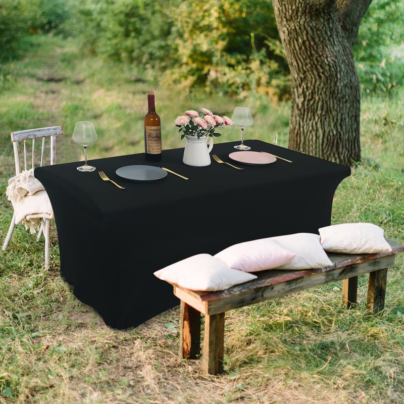 Rainberg 6ft & 4ft Stretchable Tablecloths for Rectangle Tables, Table Cover, Fitted Spandex Rectangular Folding Table Cover, For Wedding, Party, Home decorations 6