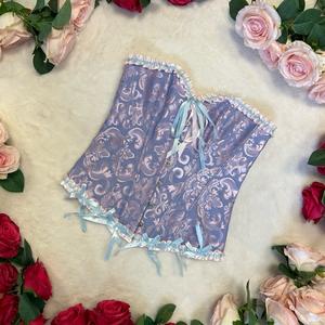 LILIOSA LINGERIE Elegant High Quality Luxurious Vintage Blue + Purple Dream Corset - (Corset - adjustable + Pants - non adjustable) Comfortable Underwear Womenswear, Body Shape Bustier, Breathable Sexy Top, Spring Summer Fashion Outfits, Luxurious Purple