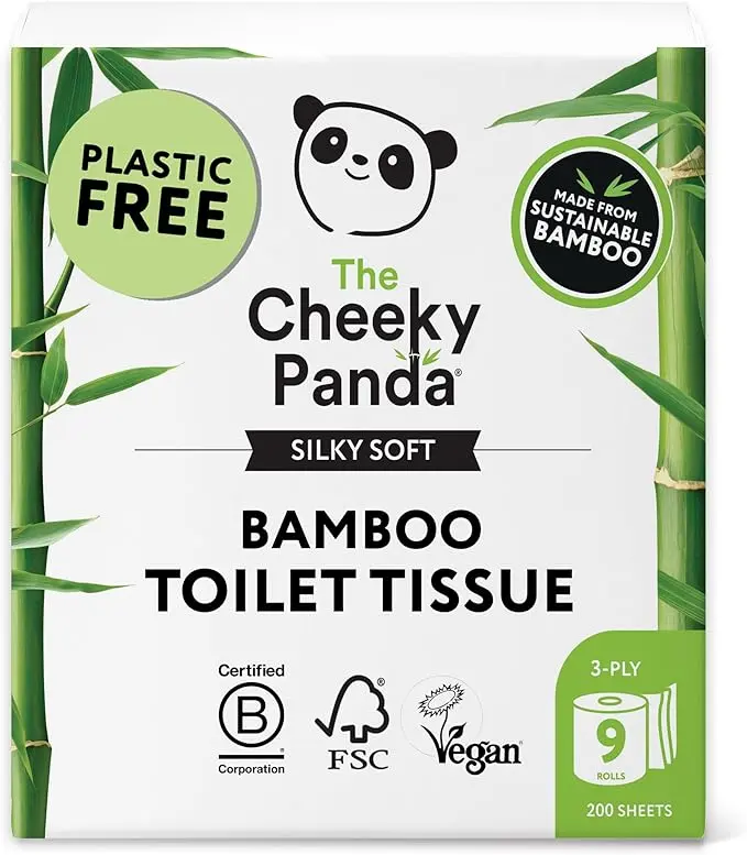 Bamboo Toilet Paper – 9 Rolls of Toilet Paper | Plastic Free Packaging and Sustainable Toilet Tissue | 100% Compostable