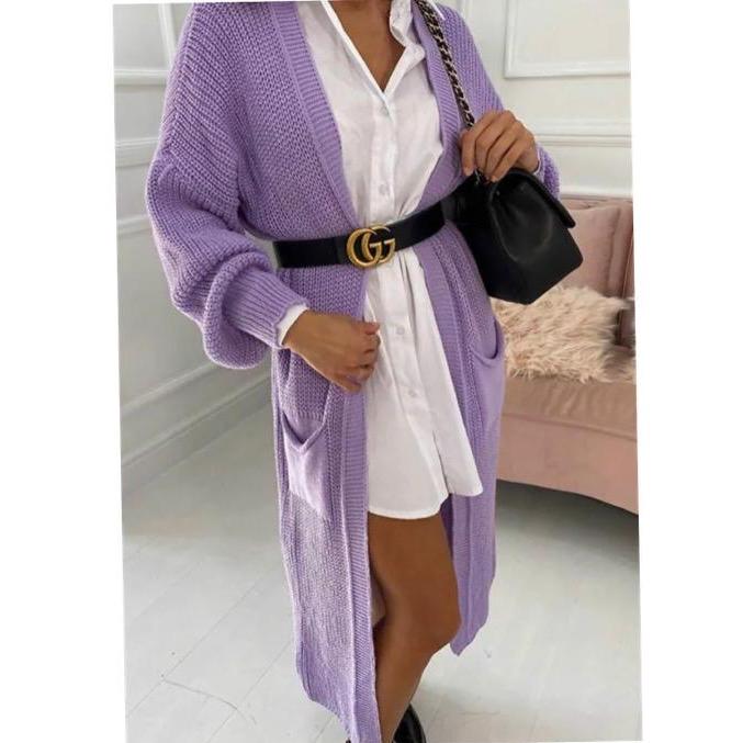 Chunky Knitted Baloon sleeve Maxi Cardigan Womenswear Comfortable Knitwear Causal autumnal fits 9