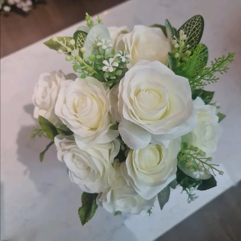 beatiful Artificial Decoration flower 10 rose  Bunch for r white cream purple double tone pink  beautiful Artificial flowers 0