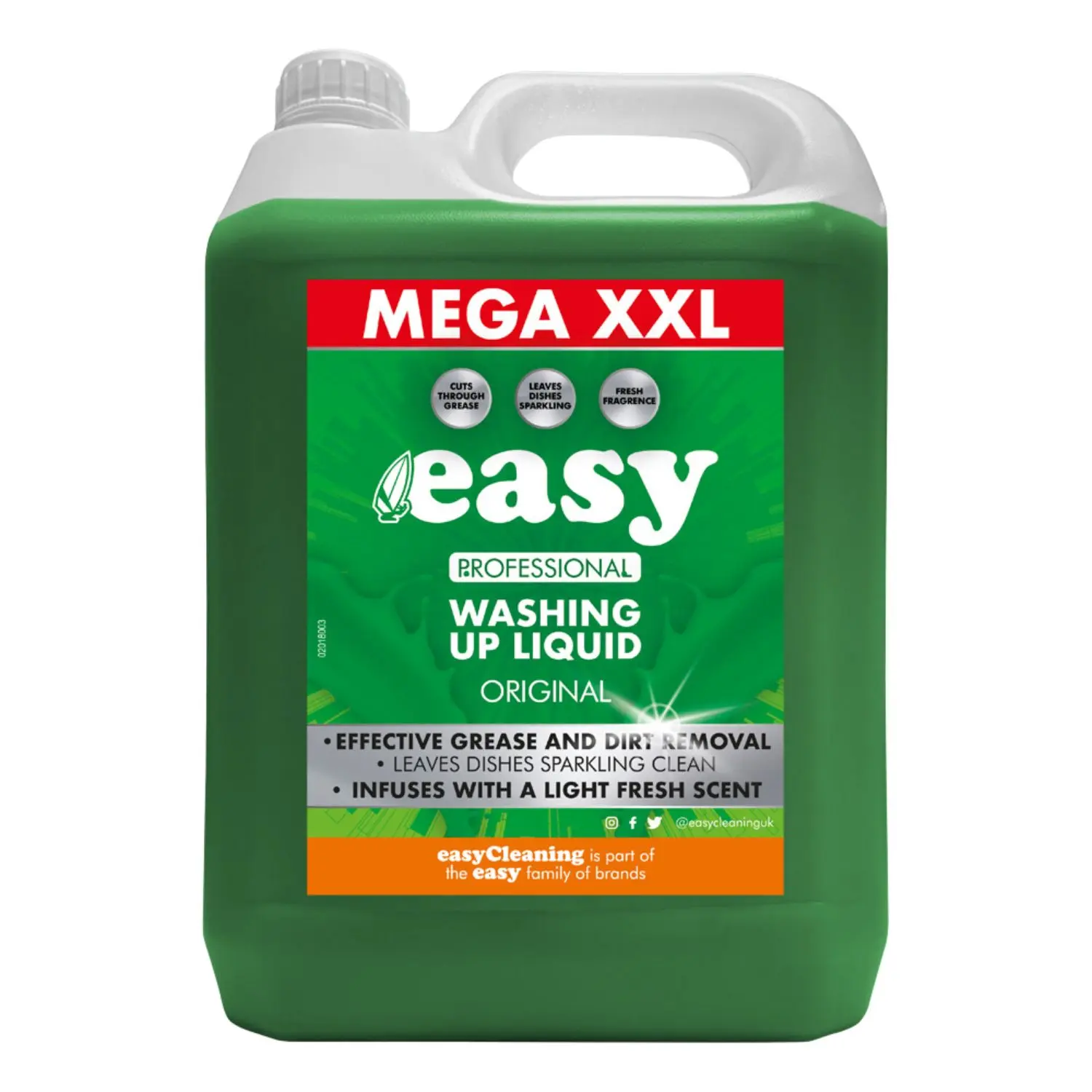 Easy Professional Washing Up Liquid Original 5L - Dishware Clean Light Fresh - For Hand Washing Dishes, Utensils, Glassware - Household, Kitchen