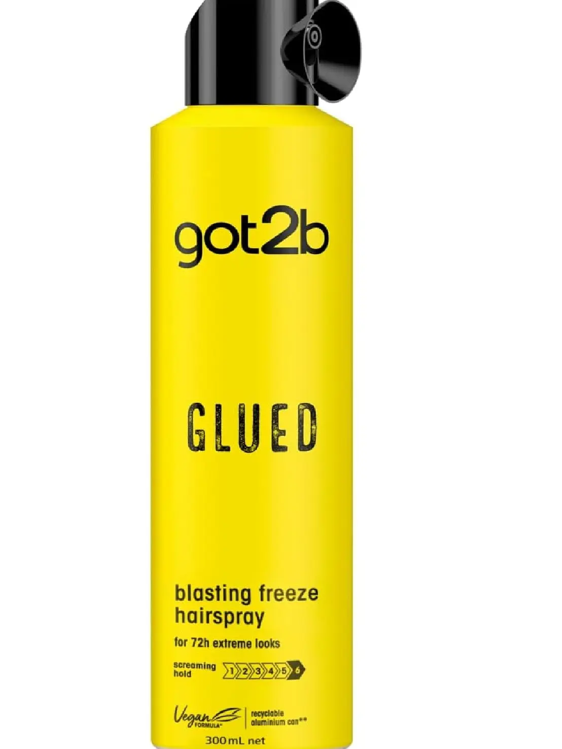 Got2b Glued Hairspray, Blasting Freeze Spray, Strong Hold Hairspray for Up to 72 Hours, Vegan, Silicone Free, 300 ml