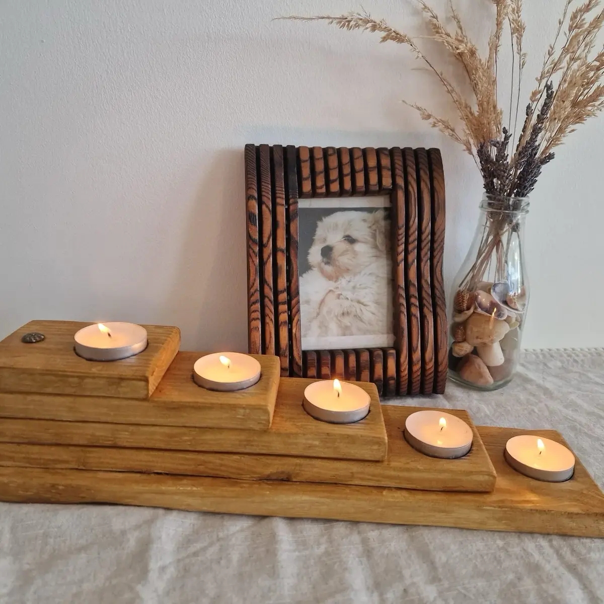 wood candle holder