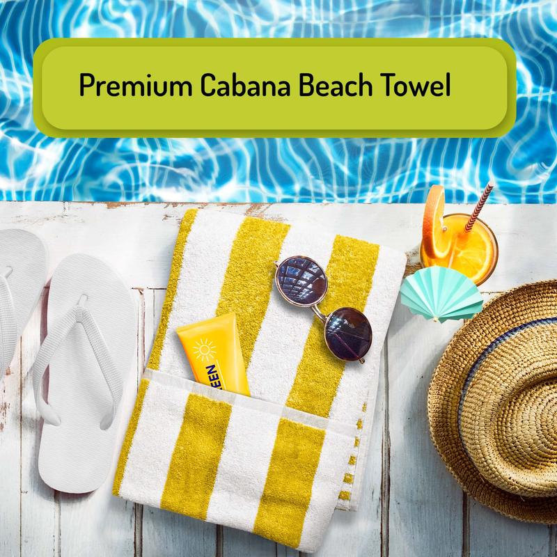Weave Essentials 2 Pc Cabana Large Bath Sheet Towels Beach Towels - 80x160cm, 100% Combed Cotton, Luxury Beach Towels for Adults, Lightweight & High Absorbent, Suitable as Bath Sheet & Shower Towel Multicolor 1