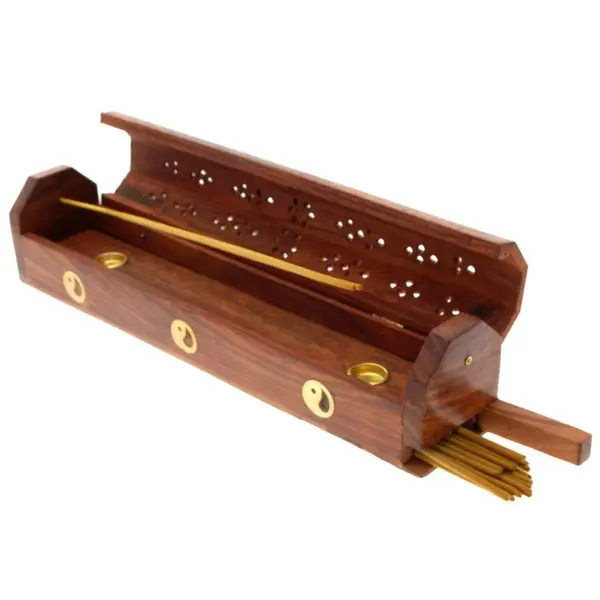 Wooden Incense Stick Holder Burning Joss Incense Box Incense Burner Ash Catcher Light Fragrance