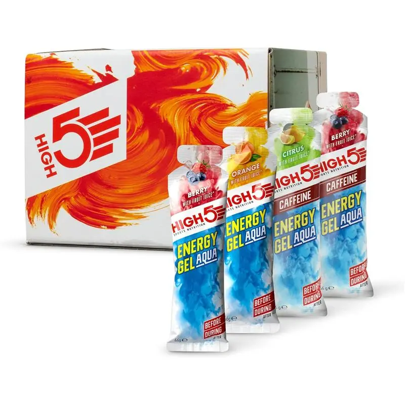 HIGH5 Energy Gel Aqua - Quick Release Sports Gels to Power Muscles for Top Performance - Natural Fruit Juice & No Caffeine - On The Go Energy Boost for Running, Cycling and Endurance (Mixed, 15 x 66g)