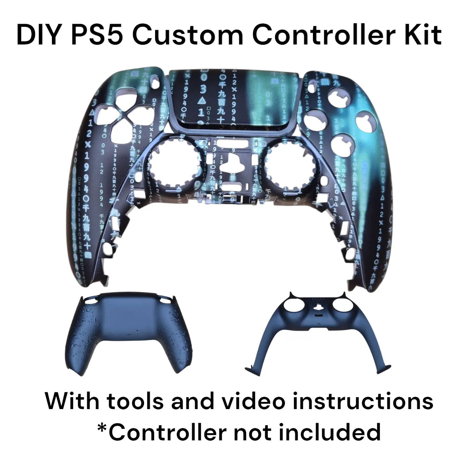 PS5 Custom Controller Kit - Matrix Inspired Pad Accessories Console Rubber  Shell