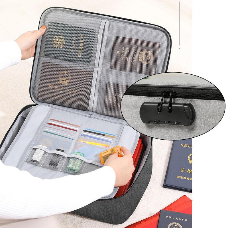 Document Bag with Lock,File Storage Organizer Safe Box for Passport Certificates 5