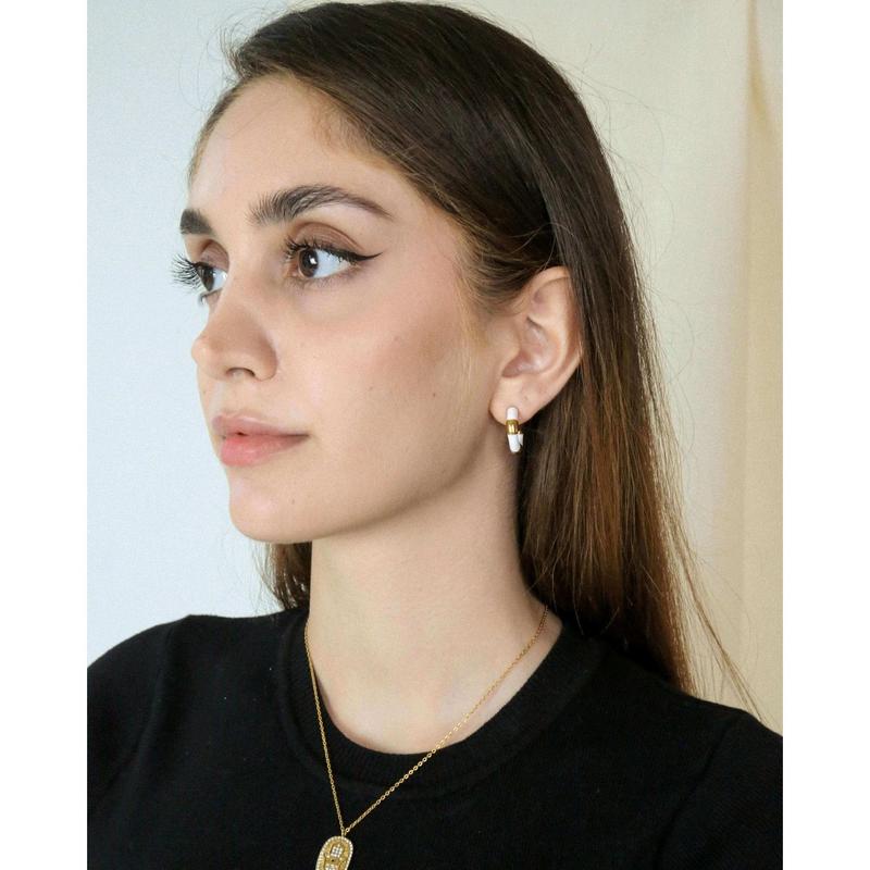 White Enamelled Hoop Earrings 3