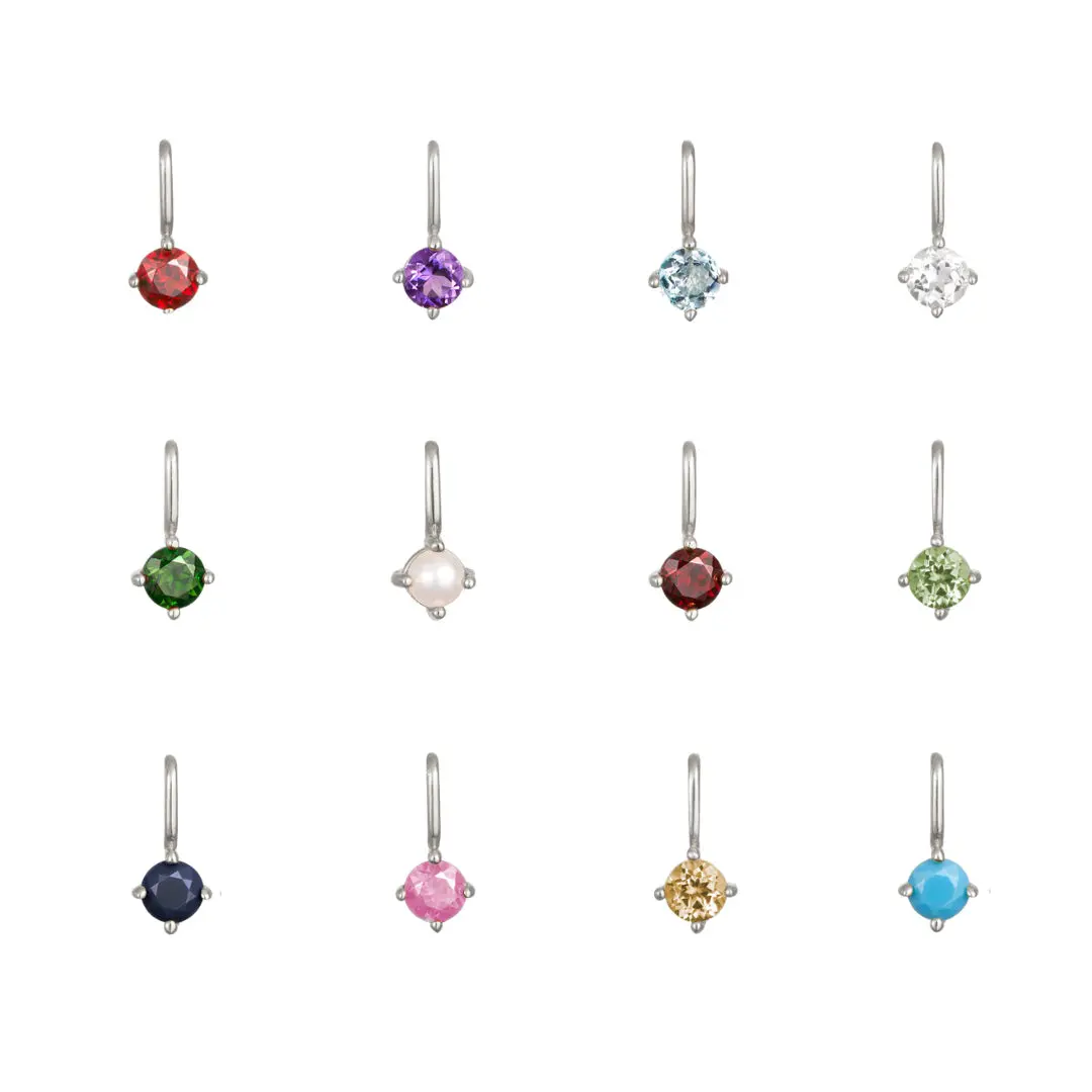 Silver Small Individual Birthstone Charm