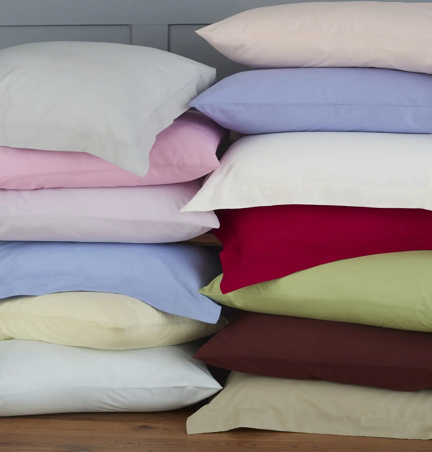 2x Pair Pack 100% Percale Cotton Pillow Covers Envelope Style Pillowcases 180 Thread Count Super Soft Hotel Quality Pillowcases,Oxford Edge Pillowcase W50cm x L75cm Plus 5cm Border case