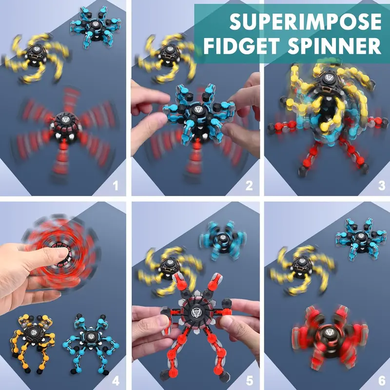 NEW Transformable Fidget Spinner Toy, Funny DIY Fingertip Spin Top Toys, Hand Finger Spinner Creative Fingertip Mechanical Gyro for Kids Adults, All Ages Sensory Fidget Toys 5