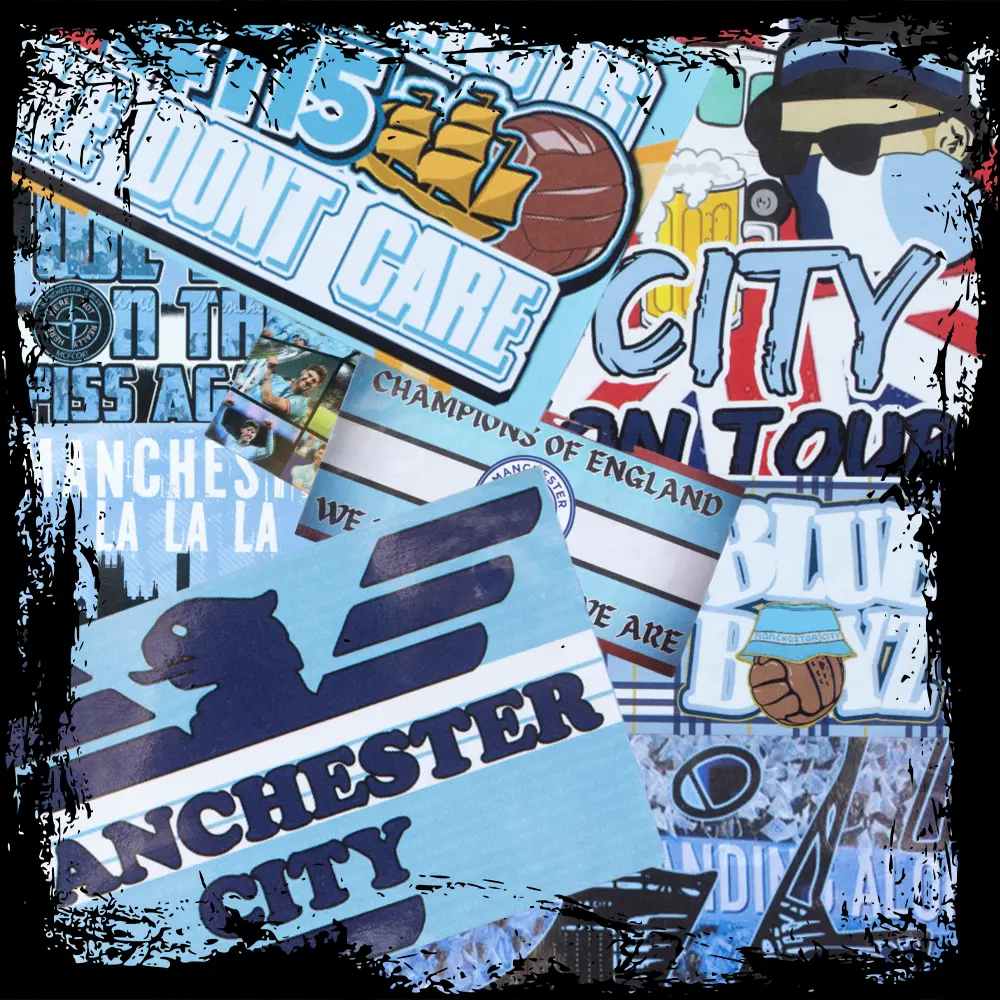 Manchester City Ultras Sticker Pack - Pack of 50 Mixed Designs- Inspired by Citeh. MCFC, Champions