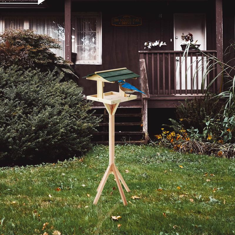 Crystals Traditional Wooden Bird Table Garden Birds Feeder Feeding Station Free Standing 7