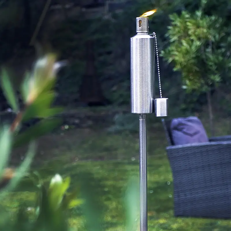 Harbour Housewares Metal Garden Torch - Cylinder - Silver 5
