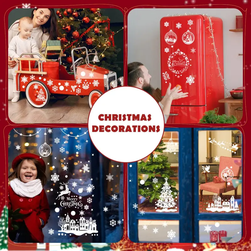 SCIONE 243Pcs Christmas Window Stickers,9 Sheets Christmas Window Decorations for Party Supplies Resuable Double Sided Static Christmas Window Clings for Home Glass Set Smooth Halloween Ornaments 5