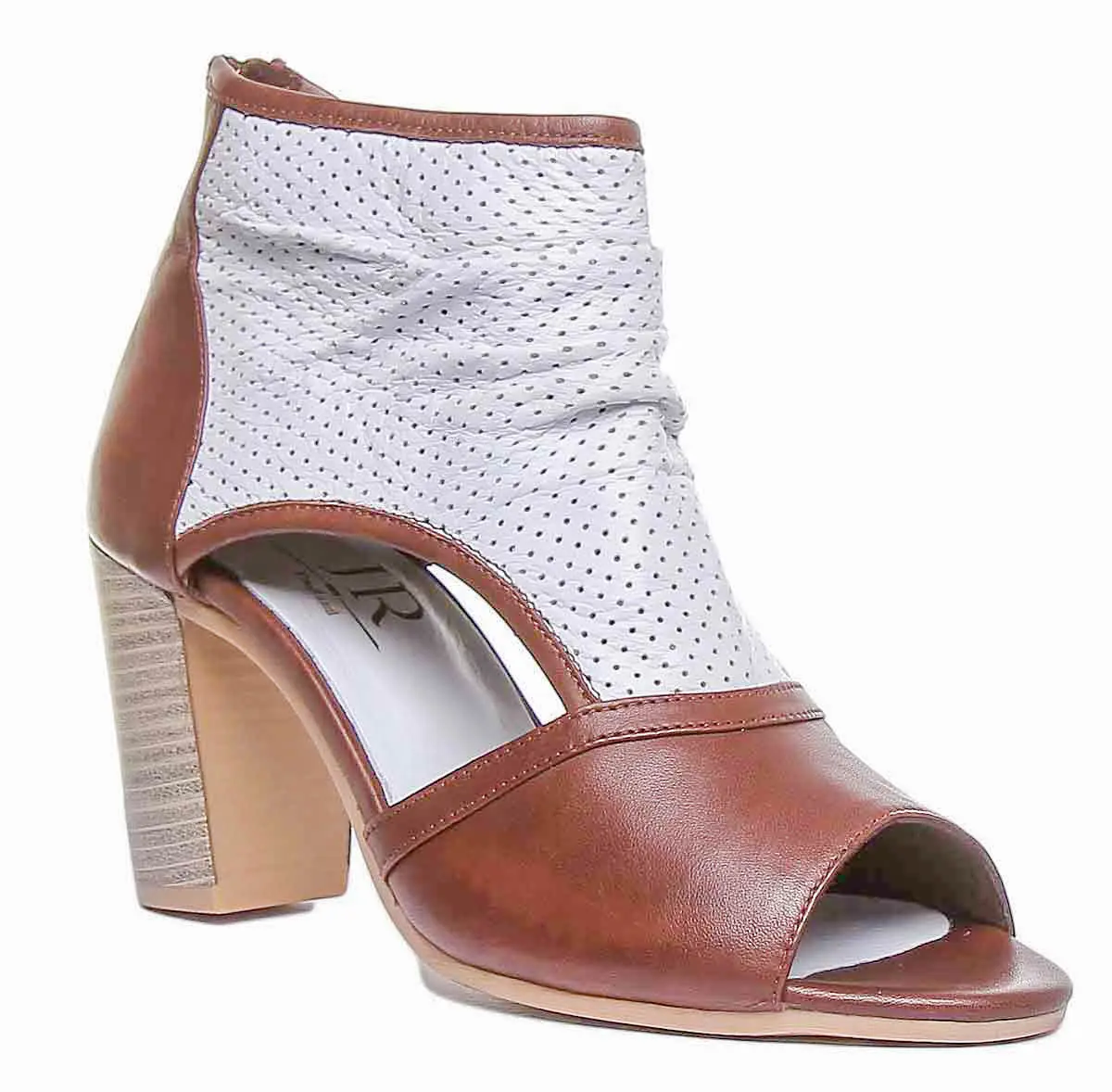 Monica Perforated Summer Boot With Peep Toe In White