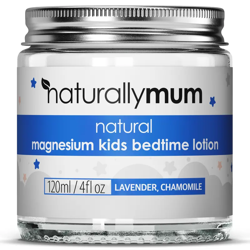 NaturallyMum Kids Magnesium Bedtime Lotion, Lavender & Chamomile, 120ml - Supports Sleep, Heart, Bone, Nerve, Gut and Muscle Health 0
