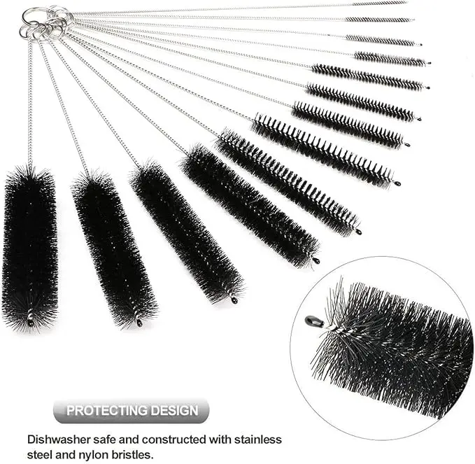 Bottle Cleaning Brushes, 13 Pcs Tube Brush Nylon Bottle Pipe Cleaner Set for Bottle Glasses Straw Cleaning 2