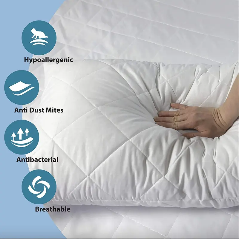 Hotel Quality Quilted Pillows for your home 2 Pack by Signature Textiles - Extra Filling for Firm Support, Machine Washable, Breathable Cotton get upto 50% off Same Day Dispatch 2