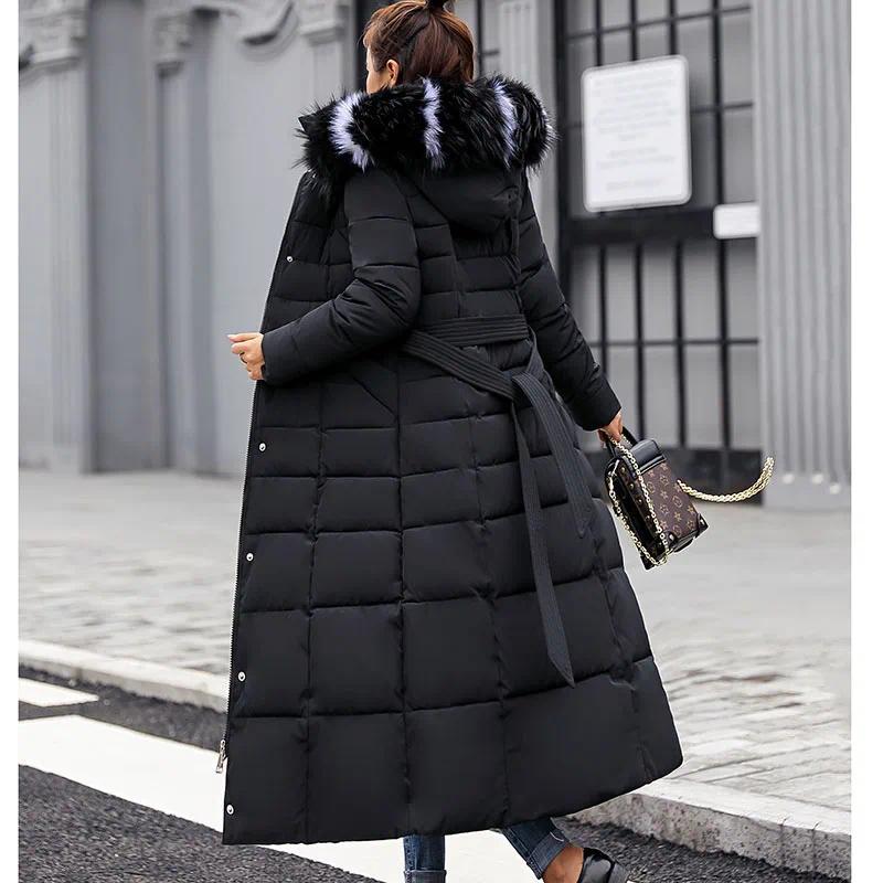 Product Introduction of Long Down Cotton Parkas Coat Female New Winter Over Knee Loose Large Fur Collar Hooded Warm Thick Parkas Women  Padded Overcoat 2