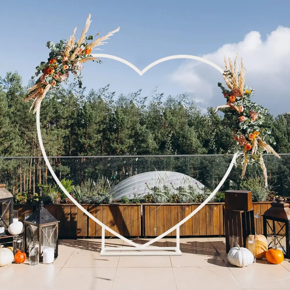 Heart Shaped White Metal Balloon Arch Stand Frame Display Kit Love Balloon Arch Frame for Proposal Wedding Valentines Day