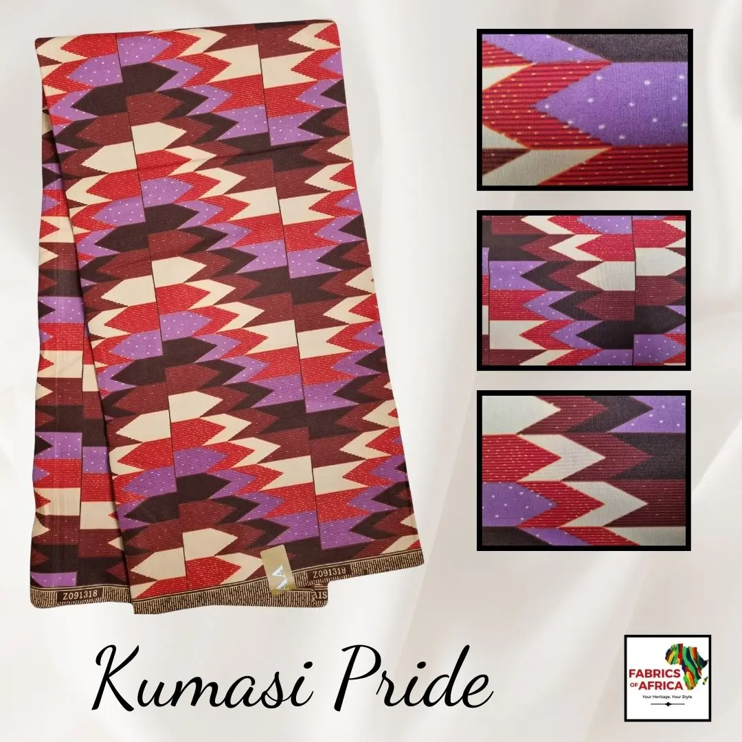 African Kente Print Fabric 6 Yards Soft Premium Polycotton - Kumasi Pride