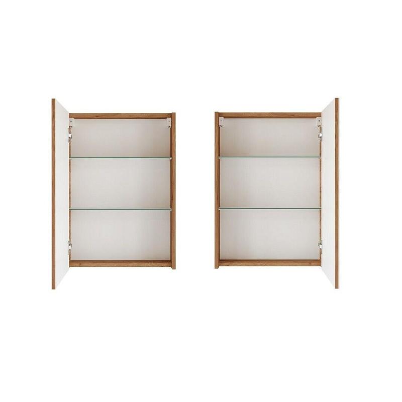Mirror Bathroom Cabinet Mirrored Wall Unit 500mm Slimline Storage Craft Oak Avir 3
