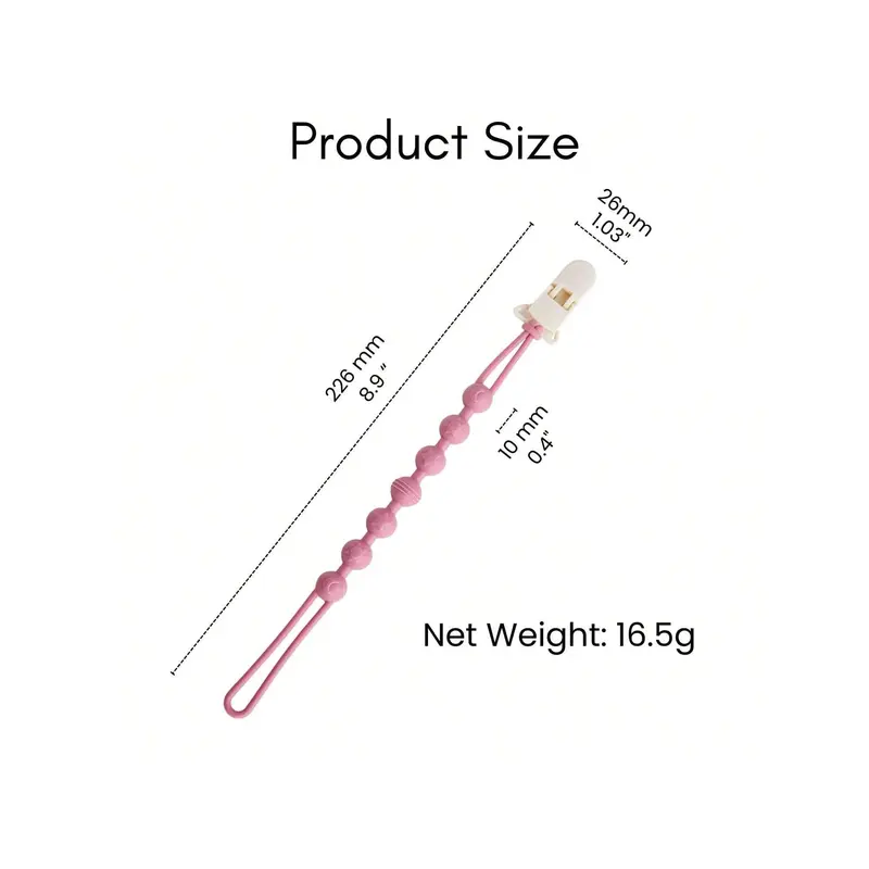 1pc Baby Silicone Pacifier Clip Holder With One-Piece Beads Design, Soft Flexible Binky Paci Clips With Texture For Baby Boys And Girls, Newborn Baby Essentials 8