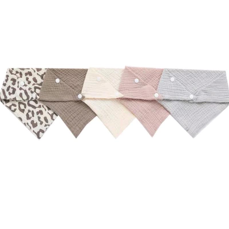 Set of 5 Muslin Bandana Style Dribble Bibs for Teething Babies 5