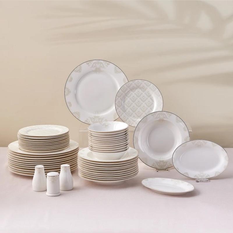Karaca Siena 53-Piece Bone China Dinner Set for 12 People, Gold 1