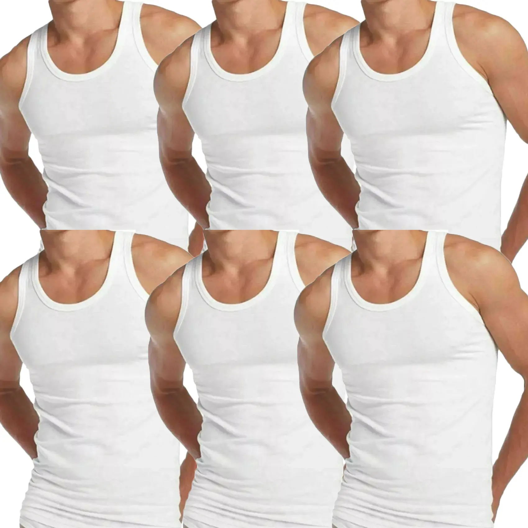 Men Vest 3 Pack 6 Pack 12 Pack Cotton Summer Tank Top Gym Plain Vests Size Small Medium Large XL 2XL and 3XL