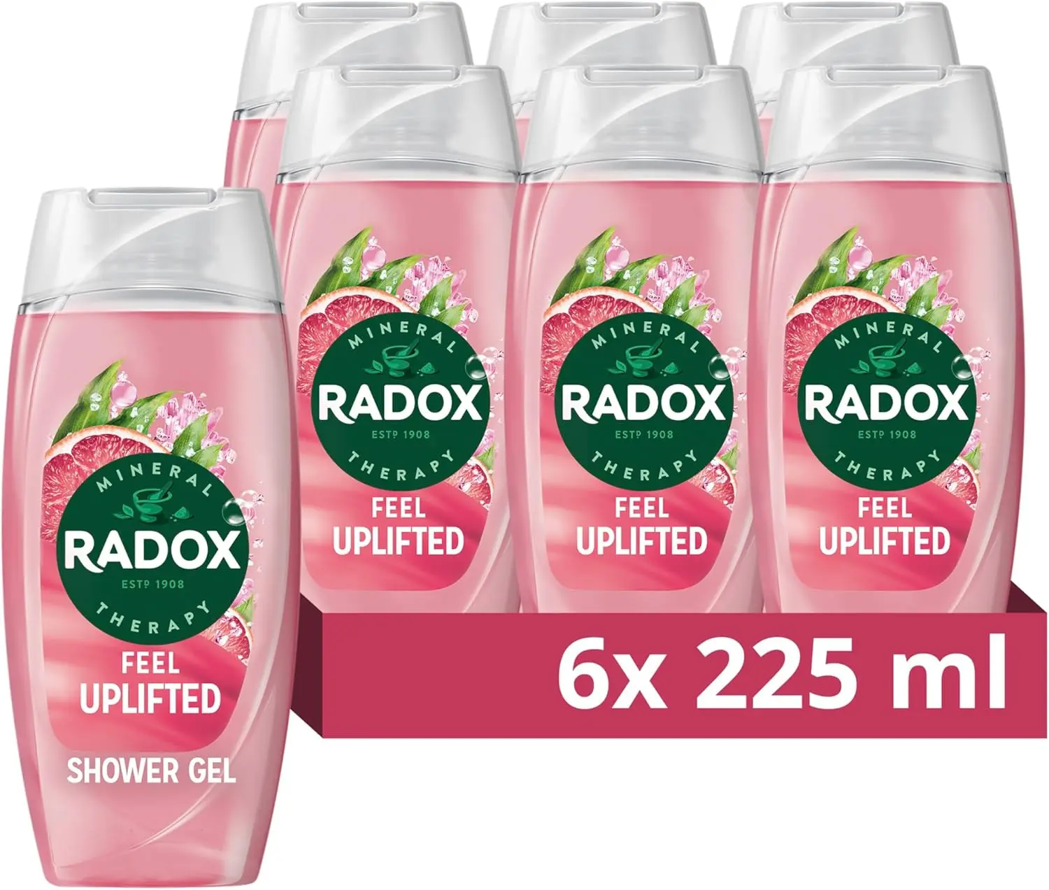 Mineral Therapy Feel Uplifted Shower Gel with Grapefruit & Ginger Scent - 225 ml (Pack of 6) Body Care Comfort