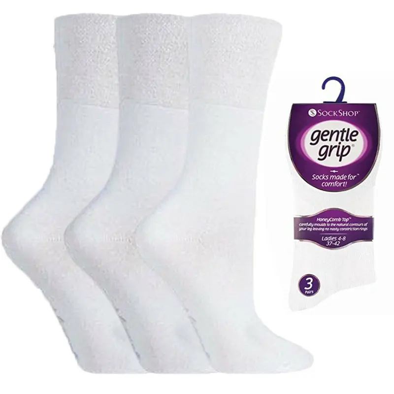 New 3/6 Pairs Gentle Grip Non Elastic Diabetic Soft Cotton Socks Men Women UK4-8 Menswear Day Plain Long 2