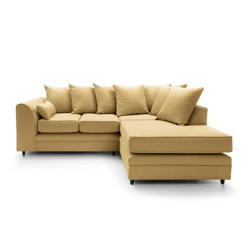 Darcy Corner Sofa Right Facing in Mustard Linen Fabric 0