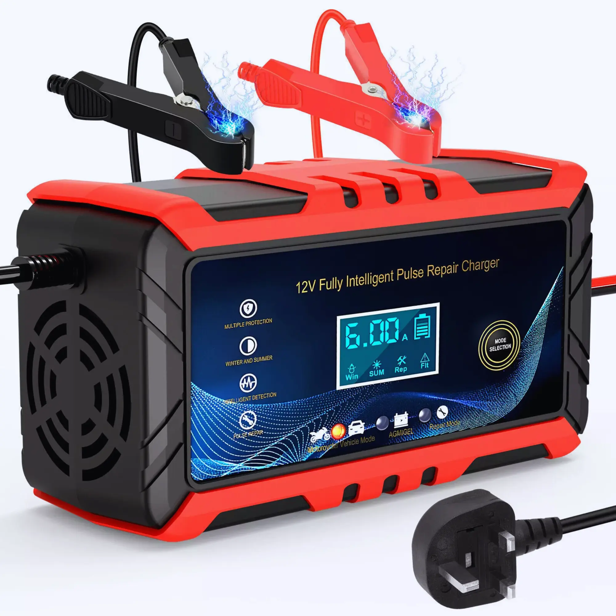 Car Battery Charger 12V 6-Amp Fully Automatic Smart Charger, Trickle Charger and Maintainer, Car Battery Repair and Desulfator for Cars Boat Motorcycle Lawn   1 car  jump jump  starter portable  jump flat   battery battery  jump  tyre  pressure  pump