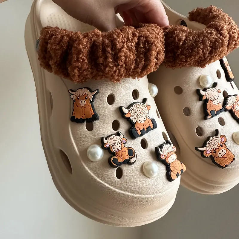 Highland Cow Croc Charms | Single or Sets | Brown Scottish Cow Shoe Charm Jibbitz 3