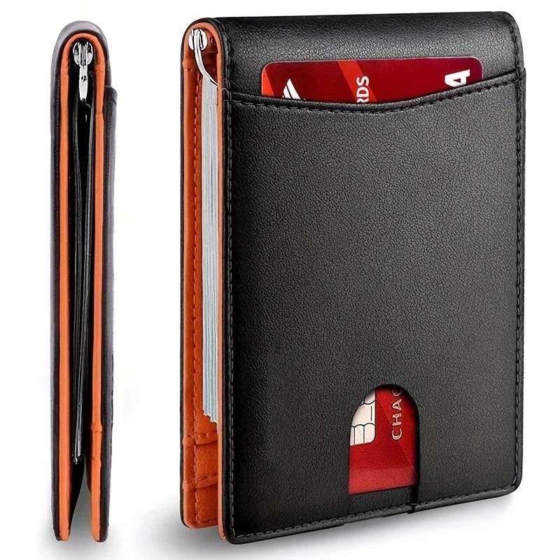Genuine Leather Slim Wallet for Men with RFID Blocking and Money Clip 1