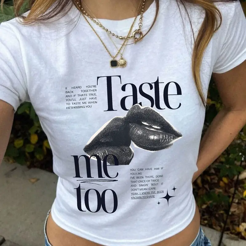 Retro Sabrina Carpenter baby tees, Sabrina Taste Music Unisex Cotton T-Shirt, Sabrina Carpenter Outfit, Sabrina Concert Merch trending top, croptop outfit, basic tops, tee shirt, baby tees 2