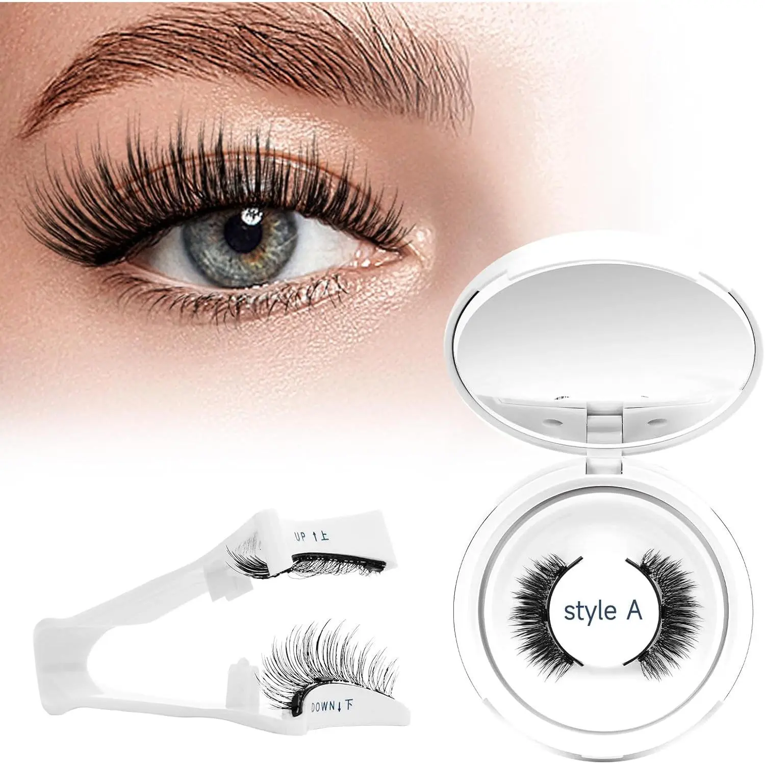 Magnetic-Eyelashes with Applicator, Reusable Magnetic Eye Lashes No Glue or Eyeliner Needed, Higu clace 1 Pair Magnetic-Lashes Natural Look, Eyelashes Magnetic Easy to Wear and Remove(Style A4)