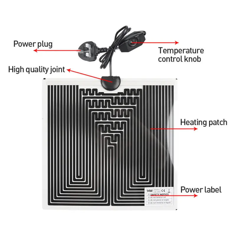 Reptile Vivarium Heat Mat Heating Warm Heater Pad With Thermostat Controller UK 2