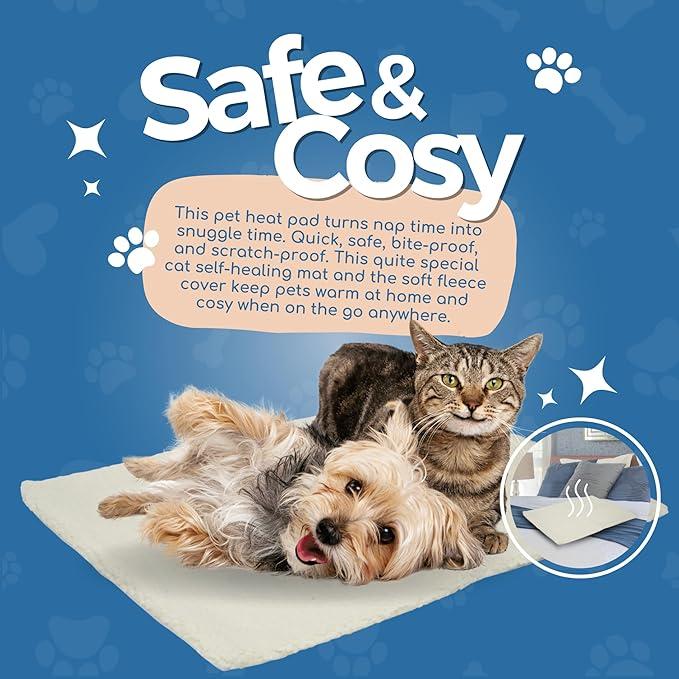 Fur & Bone heated cat bed, Self Heating Cat Mat | Cat Heat Pad, Pet Mat, Heat Pad, Cat Mat with Removable Cover, Self-Warming Thermal Pad | Heated Blanket, Cat Blankets for Indoor Cats, Pet Blanket 1